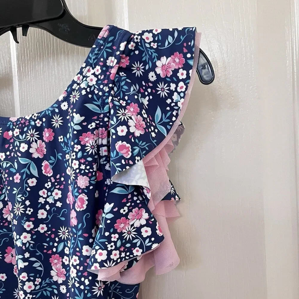 Rufflebutts Butterfly Sleeve One Piece Swimsuit Moonlit Meadow Girls Size 10